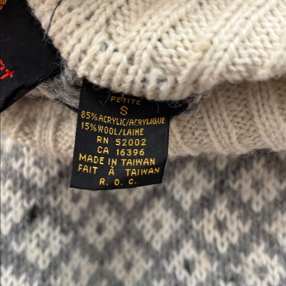 Vintage Liz Sport Wool Fair Isle Retro Ski Turtleneck Sweater Women's size Small - Picture 7 of 7